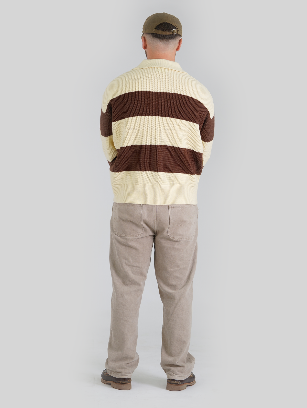 Saldare Knitted Polo Cream and Brown