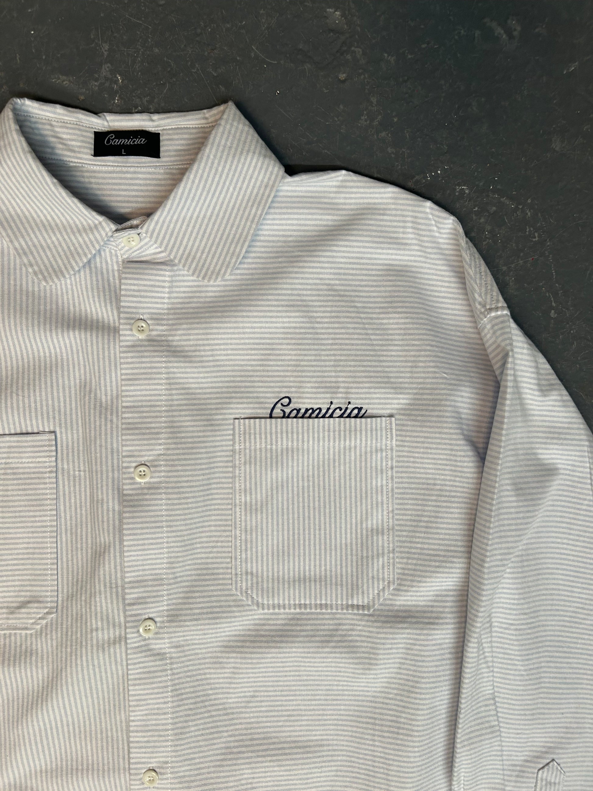 Blue and White Striped Oxford Shirt