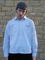 Grey and White Striped Oxford Shirt